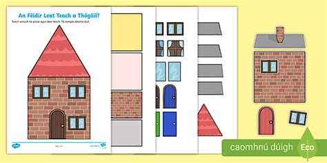 Houses and Homes Build a House Using Shapes Activity Gaeilge