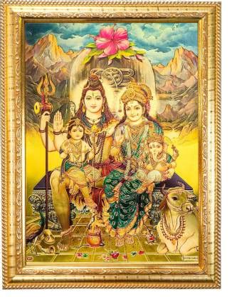 Hawai Hawai Handicraft Lord Goddess God Shankar Parivar Photo for Pooja ...