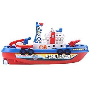 Bewinner1 Children Kids Fire boat Toy, Water Spraying Ship Model with ...