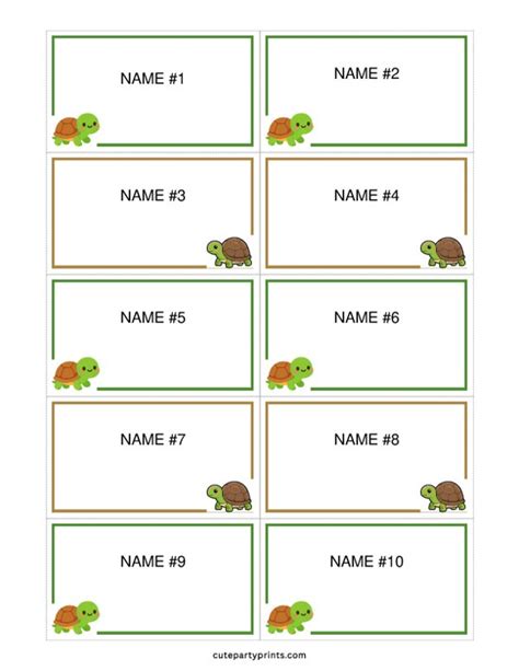 Free Editable Turtle Name Tags Template