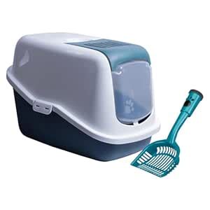 Combo of Savic Nestor Jumbo Cat Toilet Home, Litter Box - Nordic Green ...