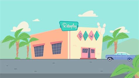 Bowling building facade cartoon | Premium Vector