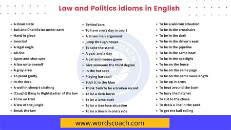 100+ Law and Politics idioms in English - Word Coach