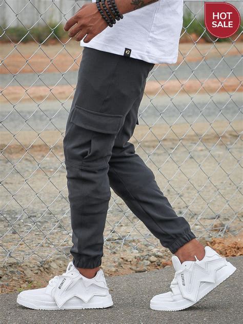 Ottaman Cargo Track Pants for Men Utility Joggers Streetwear GREY for ...