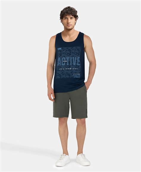 Buy Super Combed Cotton Rich Graphic Printed Tank Top - Navy 9928 ...