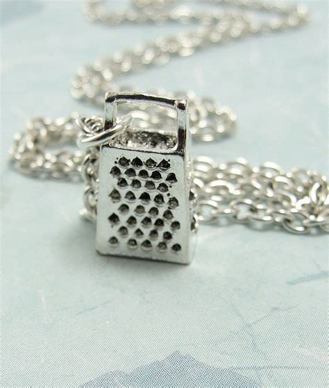 Cheese Grater Necklace, Silver Plated Cheese Grater Charm on a Silver ...