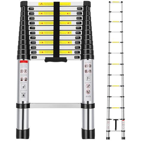 Telescoping Ladder 12.5 FT Aluminum Extension Ladder Maximum Load 330 ...