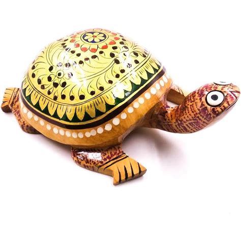 SANDECO 4 Wooden Handcrafted Feng Shui Tortoise with Golden India | Ubuy
