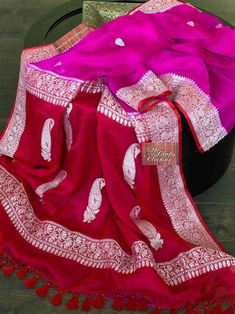 Pure Georgette Handloom Banarasi Saree – The Crafts Banaras