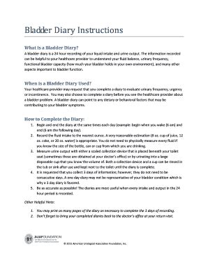 Fillable Online What is a Bladder Diary Fax Email Print - pdfFiller