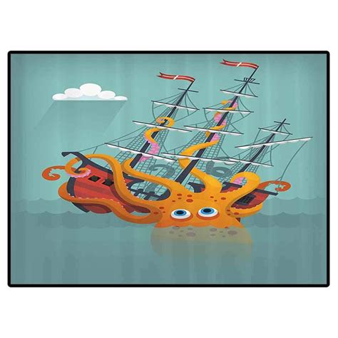 Buy Kraken Children's Classroom Carpet Giant Squid Sinking a Pirate ...