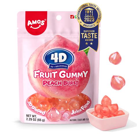 Snapklik.com : AMOS Gummy Candy 4D Fruit Gummies, Peach Burst, Natural ...