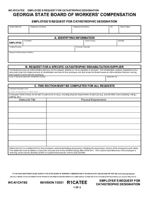 2021-2025 Form GA WC-R1CATEE Fill Online, Printable, Fillable, Blank ...