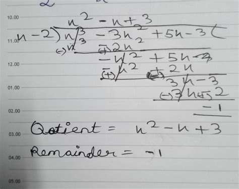 Divide x³-3x² + 5x-3 by x-2 and find the quotient and remainder ...