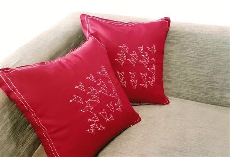 New! Handcrafted Kantha Maroon White Cushion Cover |ArtEastri – Arteastri