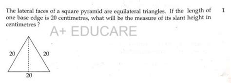 The lateral faces of a square pyramid are equilateral triangles. If the ...