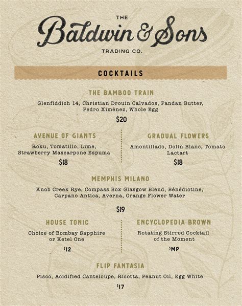 The Baldwin & Sons Trading Co. — The Baldwin Bar at Sichuan Garden