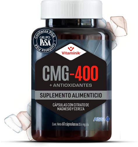 Citrato de Magnesio 400 mg, 60 Cápsulas, Vitaminik CMG-400, Cereza ...