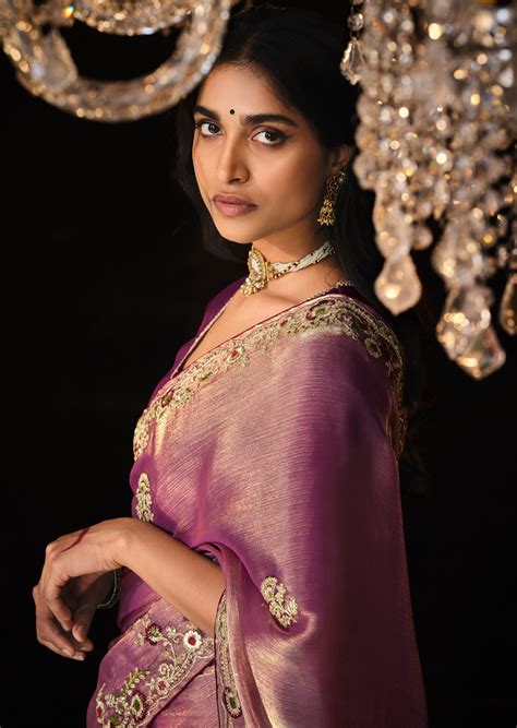 Handwork Embroidery Pink Bridal Saree Contrast Blouse USA UK Online ...
