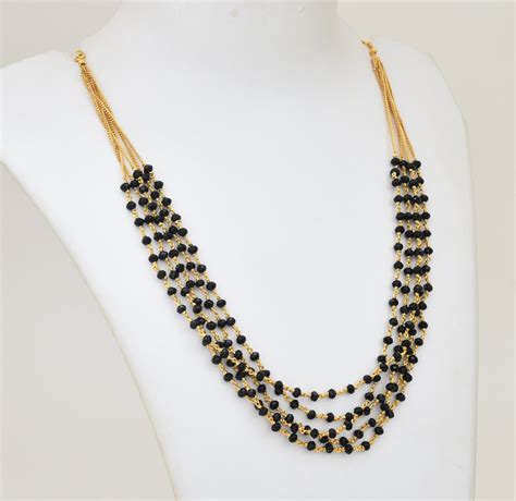 5 Layer Black Crystal Necklace - Y011245 – Diya Designer Jewellery