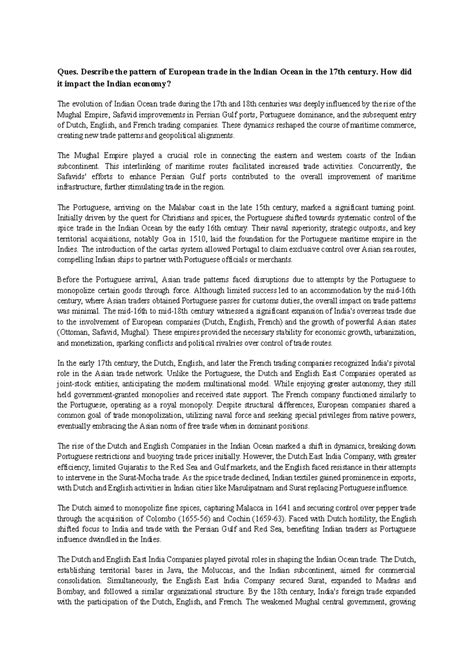 **European Trade Patterns in the Indian Ocean: 17th Century Insights ...