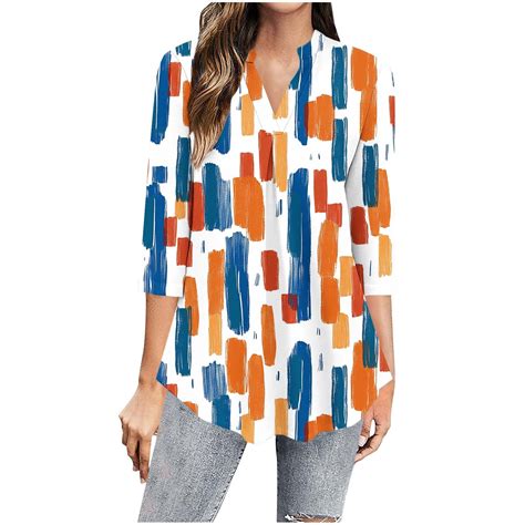 Blouses For Women Trendy Summer Plus Size Blouses For Women Flowy 3/4 ...