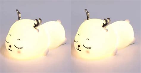 GROEIEN Pack of 2 | Horn Cat Touch Silicone Night Lamp for Bedroom ...