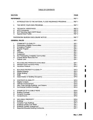Fillable Online fema TABLE OF CONTENTS SECTION PAGE i May 1, 2006 ...