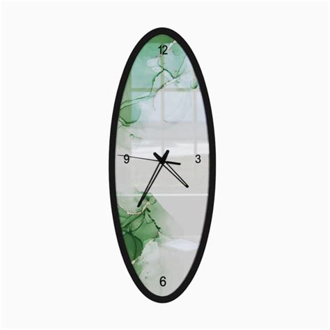 Dissolving Green Wooden Oval Wall Clock – Decors Mantra