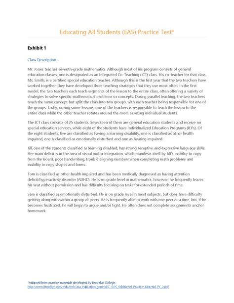 Educating All Students (EAS) Practice Test | Exams Advanced Education ...