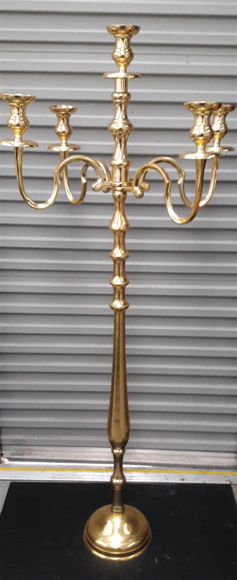 Floor Standing Gold Candelabra with Five Candles