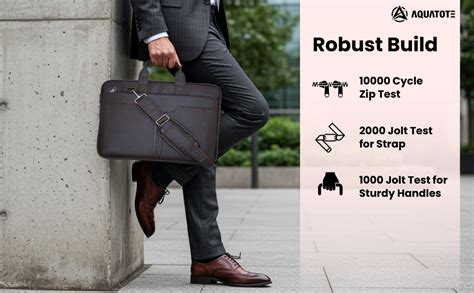 AQUATOTE 15.6" PU Leather Office Bag for Men – Stylish and durable ...