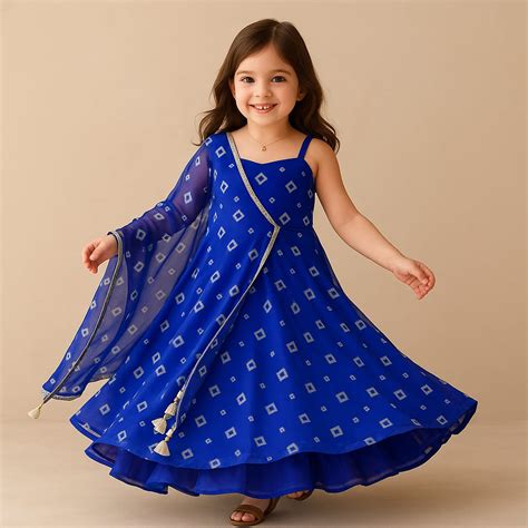 Blue Bandhani Anarkali Set – Who Wore Whhat