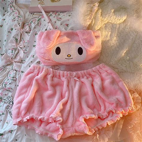 Kuromi Bra + Headband My Melody Cinnamoroll Cute Cartoon Plush Pajamas ...