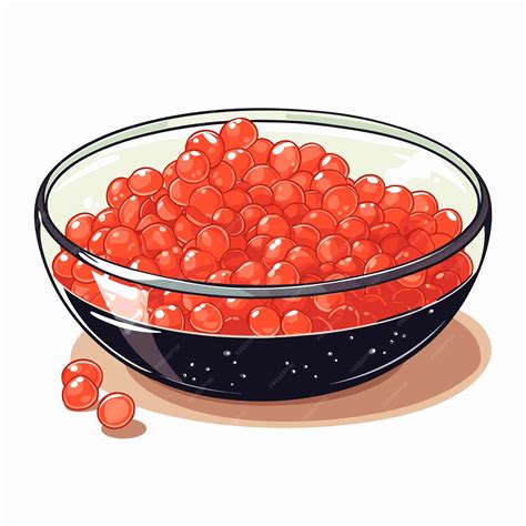 Premium Vector | Red salmon caviar in a bowl fish roe healthy luxury delicacy vector illustration