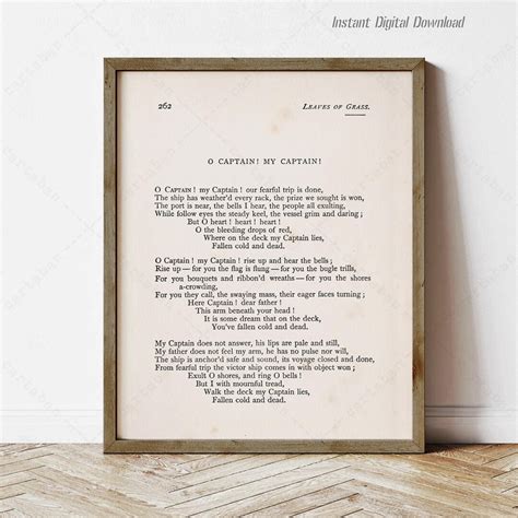 O Captain! My Captain! Poem by Walt Whitman, Leaves of Grass, Book ...