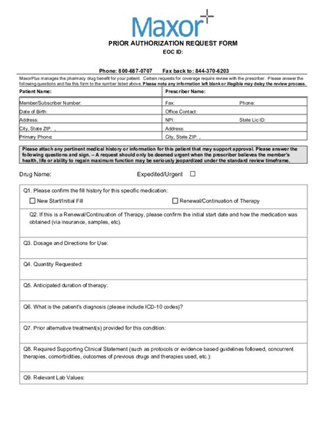 Fillable Online PRIOR AUTHORIZATION REQUEST FORM EOC ID Fax Email Print ...