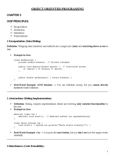Object Oriented Programing unit 1 - OBJECT ORIENTED PROGRAMING CHAPTER ...