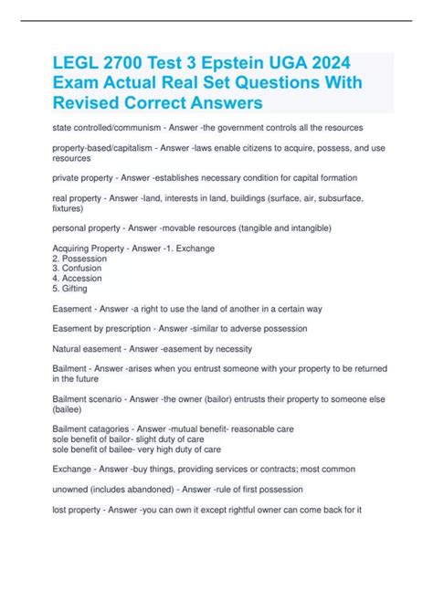 LEGL 2700 Test 3 Epstein UGA 2024 Exam Actual Real Set Questions With ...