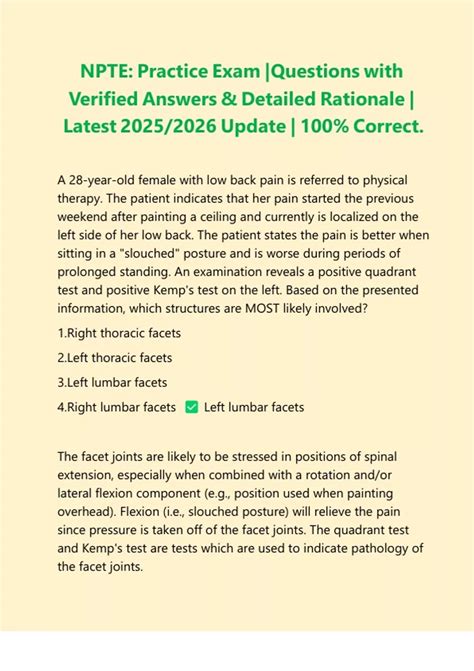 NPTE: Practice Exam |Questions with Verified Answers & Detailed ...