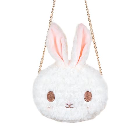 Girl's Plush Rabbit Bag Lolita Party Round Bunny Head Crossbody Bag ...
