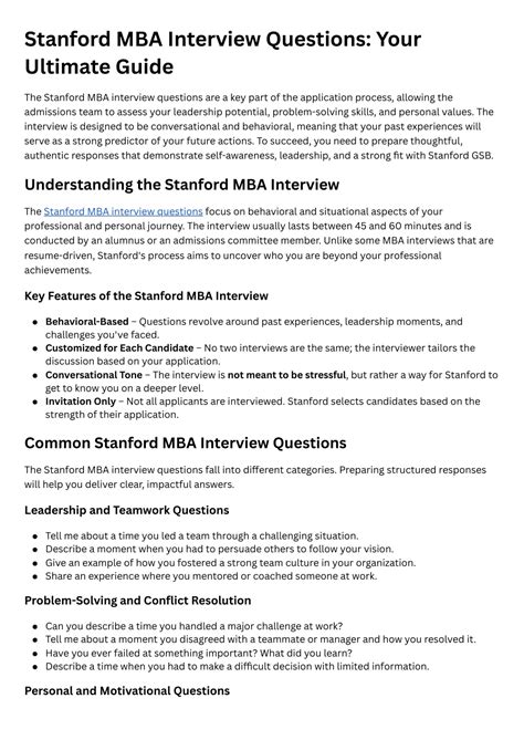 PPT - The Stanford MBA interview questions are a key part of the ...