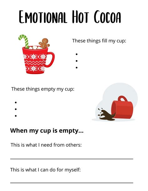 Emotions Hot Cocoa Cup Therapy Worksheet - Etsy | Group therapy activities, Therapy activities ...