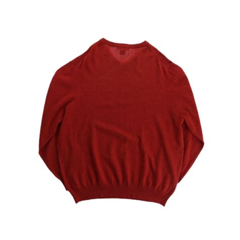 【FIFTY-FIFTY】cashmere 100% vermilion colour oversized Vneck knit ...