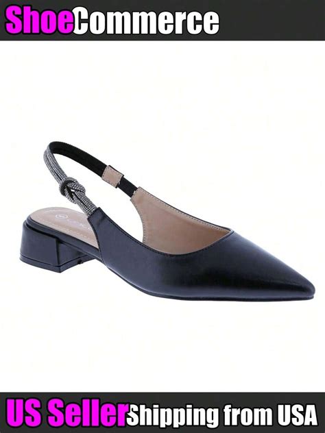 ILLUDE Women's Slingback Flats Double Strap Block Low Heel Sandals Two ...