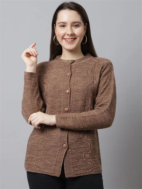 Buy VANYA Women Brown Cable Knit Cardigan - Sweaters for Women 20550044 ...