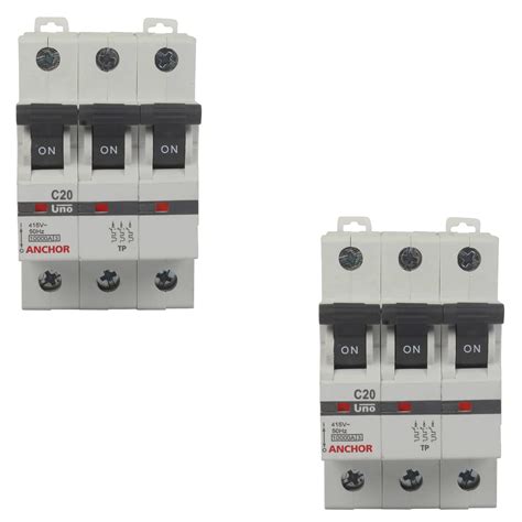 Anchor by Panasonic UNO 20 Amp Triple Pole C Curve MCB | ISI Marked ...