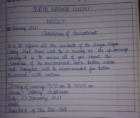 Notice writing sample 3You are Rashi /Rohin, President of the Eco-Club ...