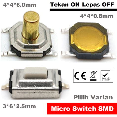 Jual SMD Micro Tactile Momentary Push Button Switch Saklar Mini Tekan ...