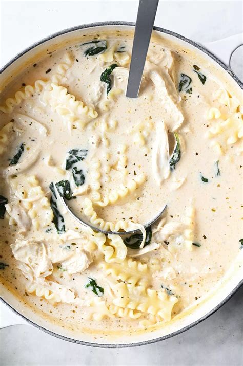 Chicken Alfredo Soup - Serving Dumplings